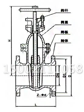 Z45T-16Q防護閘閥結(jié)構(gòu)圖 Z45T-16Q防護閘閥結(jié)構(gòu)圖