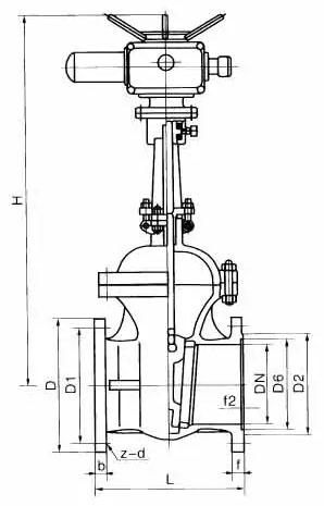Z941H-40C電動(dòng)閘閥結(jié)構(gòu)尺寸